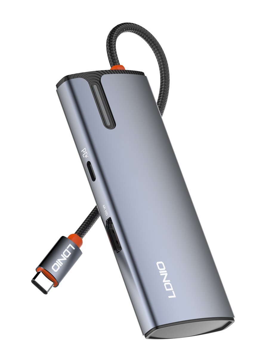 LDNIO docking station DS-15H, 5 θυρών, USB-C σύνδεση, 4K, 100W PD, γκρι 7305