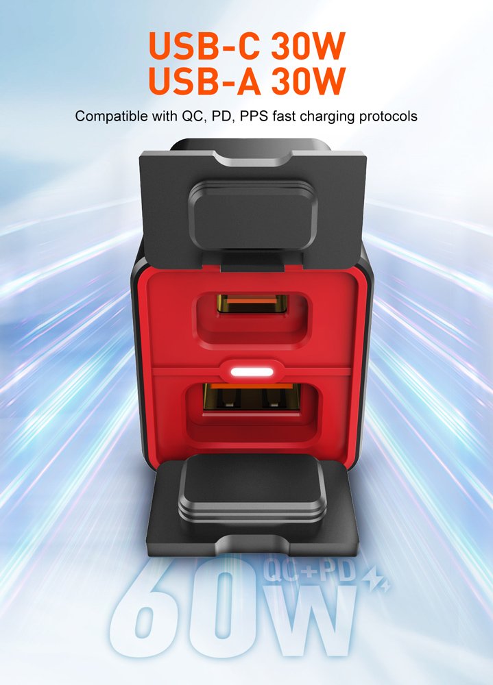 LDNIO φορτιστής μοτοσυκλέτας C108 με καλώδιο, USB/USB-C, 60W, μαύρος 8325 - Image 6