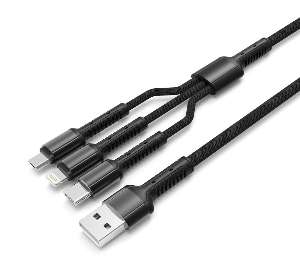 LDNIO καλώδιο USB σε USB-C/Lightning/Micro USB LC93, 3.4A, 1.2m, γκρι 5206