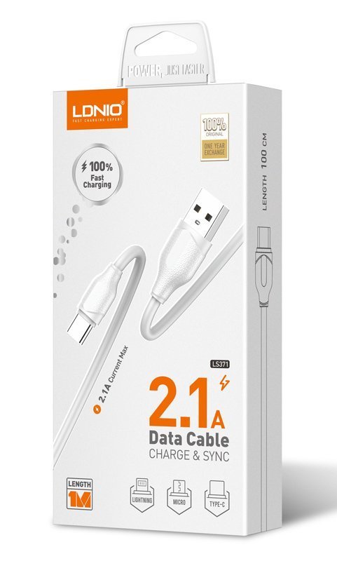 LDNIO καλώδιο Micro USB σε USB LS371, 2.1A, 1m, λευκό 5209 - Image 3