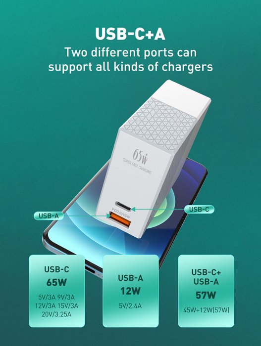 fortistis toichoy A220C me kalodio, USB & USB-C, 5W PD, leykos 5186 2