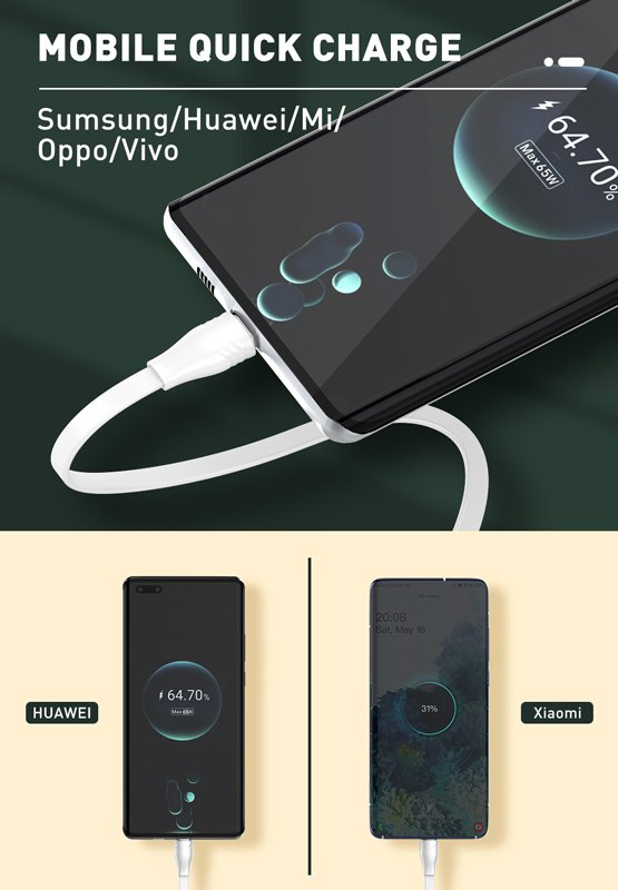 LDNIO καλώδιο USB-C σε USB-C LC131C, 65W PD, 1m, λευκό 5205 - Image 4