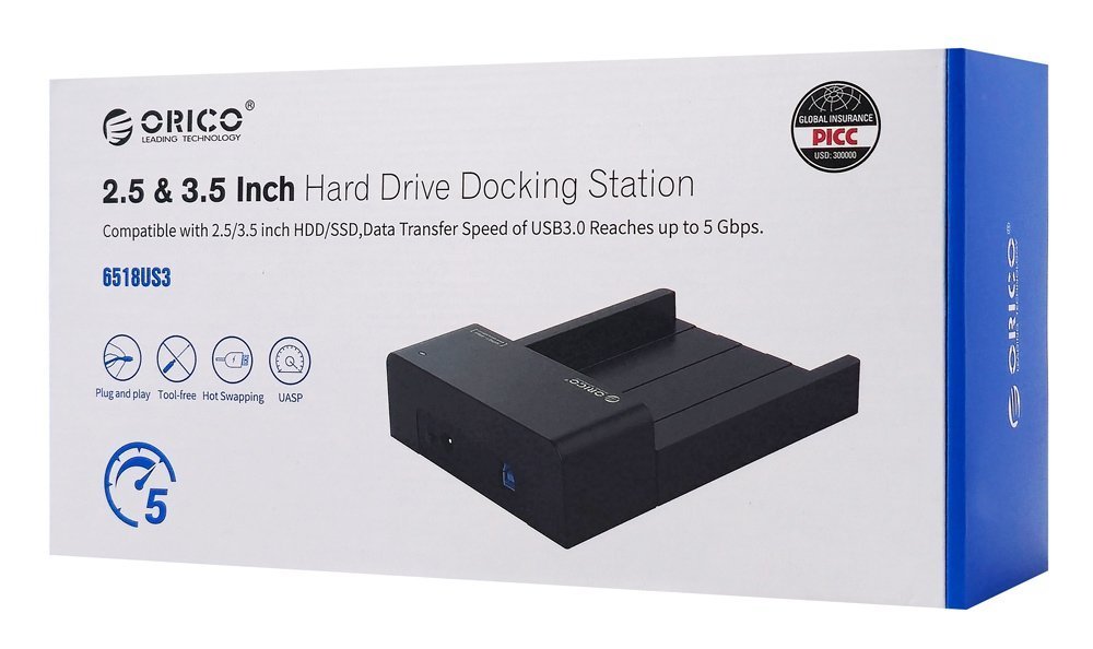 ORICO docking station για 2.5" ή 3.5" SATA HDD/SSD 518US3-V2, 5Gbps, μαύρο 8437 - Image 6