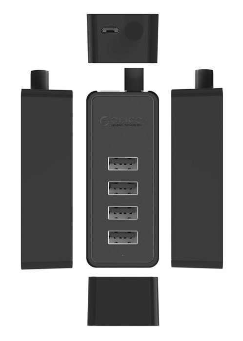 USB hub W5P-U2, 4x thyron, USB 2.0, 480Mbps, USB syndesi, 1m kalodio, mayro 8449 USB Hub