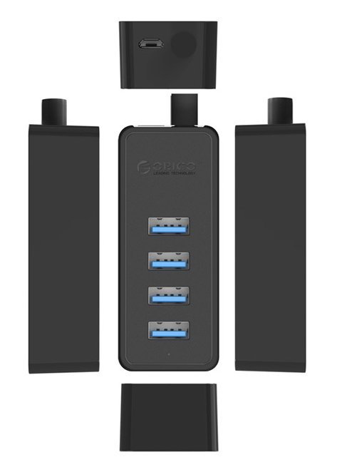 ORICO USB hub W5P-U3, 4x θύρες USB 3.0 5Gbps, USB σύνδεση, 1m καλώδιο, μαύρο 8450 - Image 4