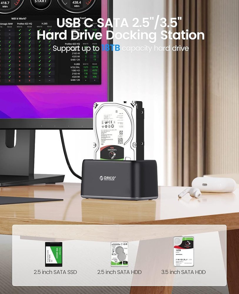 ORICO docking station για 2.5" ή 3.5" SATA HDD/SSD 819C3-V1, 5Gbps, μαύρο 8435 - Image 2