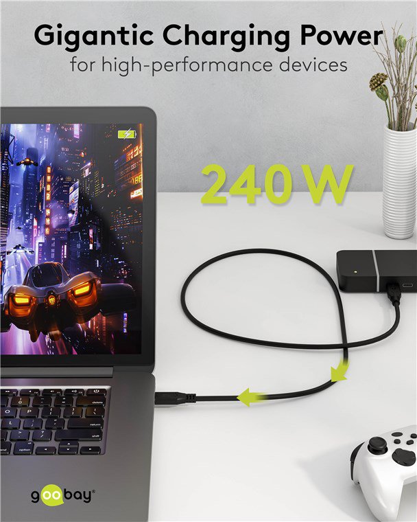 GOOBAY καλώδιο USB-C , USB4, 240W, 40Gbps, 8K/60Hz, 1m, μαύρο 8840 - Image 2