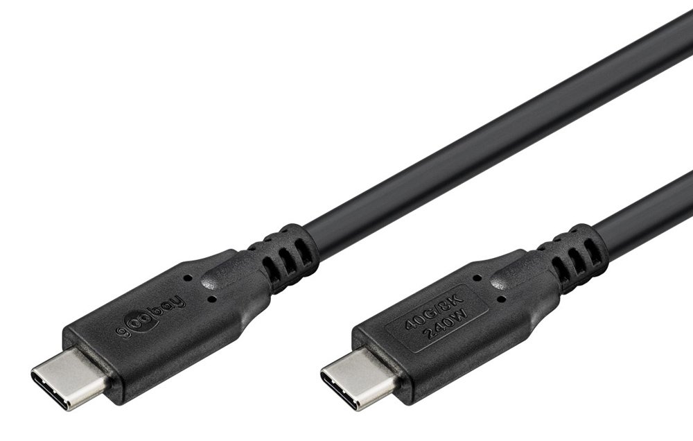 GOOBAY καλώδιο USB-C , USB4, 240W, 40Gbps, 8K/60Hz, 1.8m, μαύρο 8163
