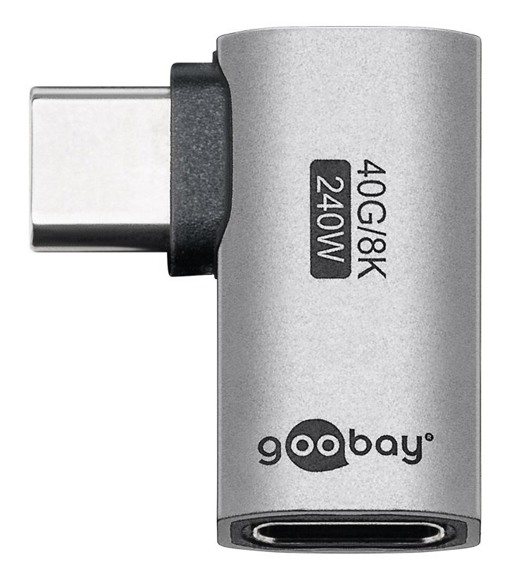 antaptoras USB-C, goniakos 90°, USB4, 240W, 40Gbps, 8K, gkri 7724 240 watt