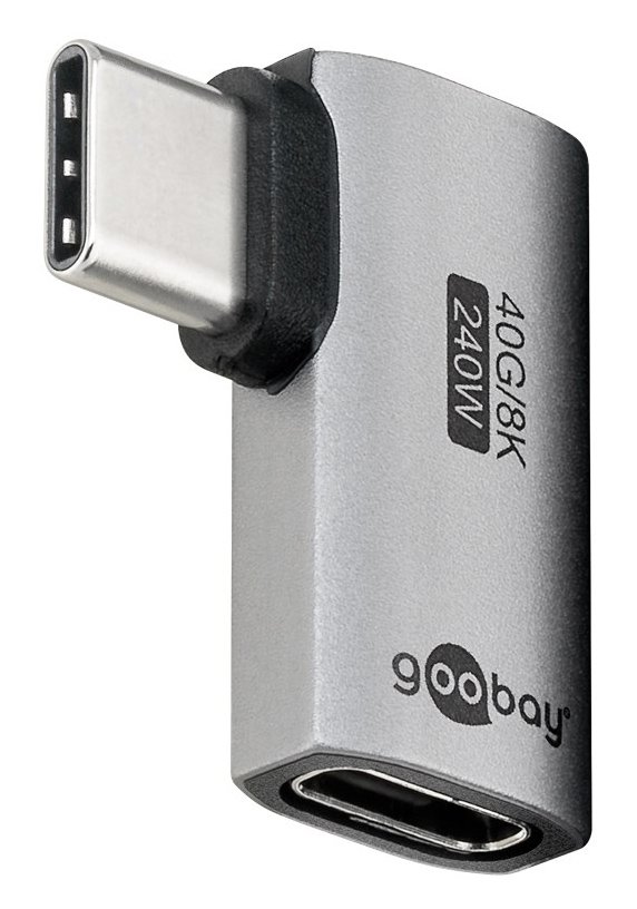 antaptoras USB-C, goniakos 90°, USB4, 240W, 40Gbps, 8K, gkri 7724 240 watt