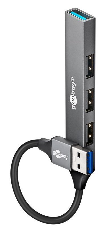 GOOBAY USB hub , 4x θυρών, USB 3.2, 5Gbps, USB σύνδεση, γκρι 8426