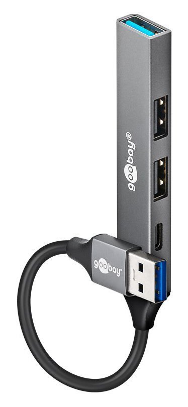 GOOBAY USB hub , 4x θυρών, USB 3.2, 5Gbps, USB σύνδεση, γκρι 8427