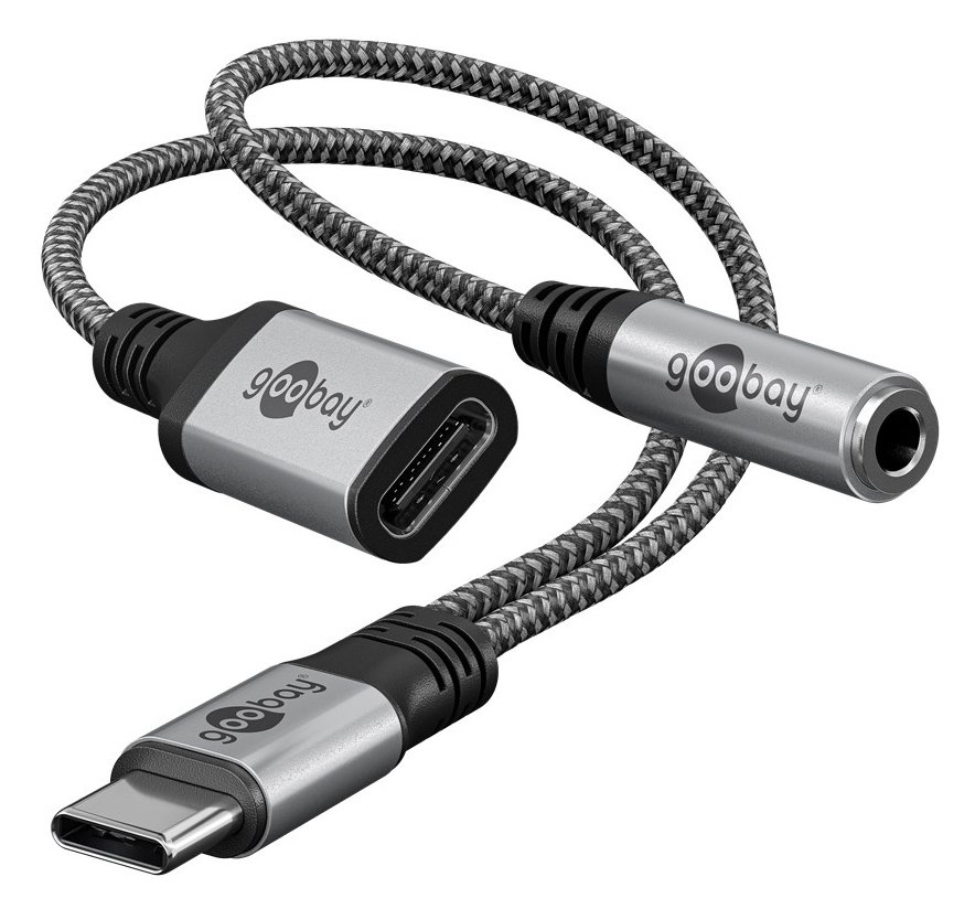 GOOBAY αντάπτορας USB-C σε 3.5mm & USB-C , 60W, 480Mbps, γκρι 8162