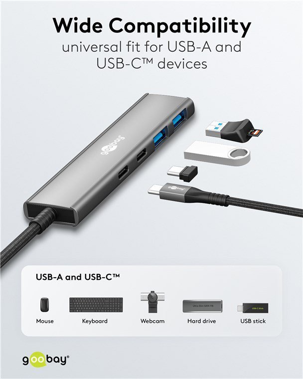 GOOBAY USB hub , 4x θυρών, USB 3.2, 5Gbps, USB-C σύνδεση, γκρι 9450 - Image 5