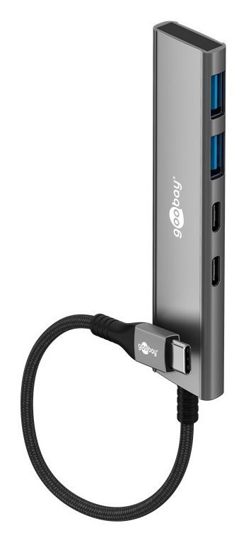GOOBAY USB hub , 4x θυρών, USB 3.2, 5Gbps, USB-C σύνδεση, γκρι 9450