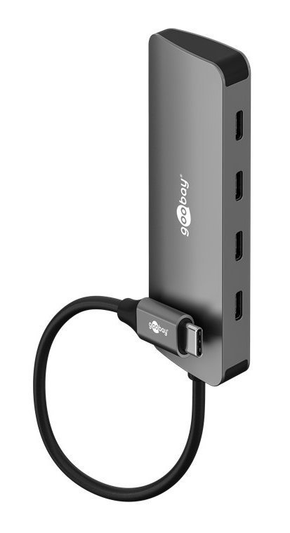 GOOBAY USB hub , 4x θυρών, USB 3.2, 10Gbps, USB-C σύνδεση, γκρι 9328