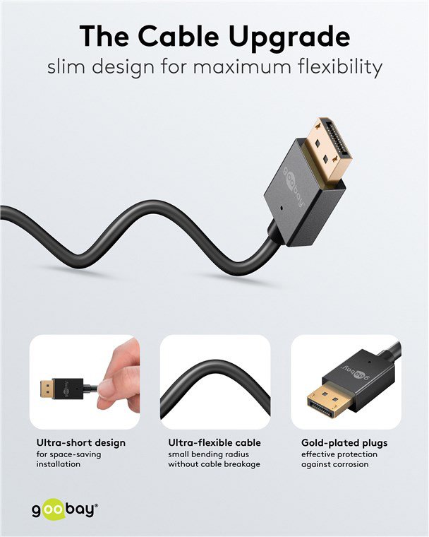 GOOBAY καλώδιο DisplayPort , 8K/120Hz, 40 Gbps, 2m, μαύρο 9704 - Image 2