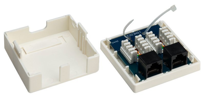 epitoichia priza diktyoy, 2 thyres RJ45, CAT 6 UTP, leyki 4280 Priza diktyoy 2