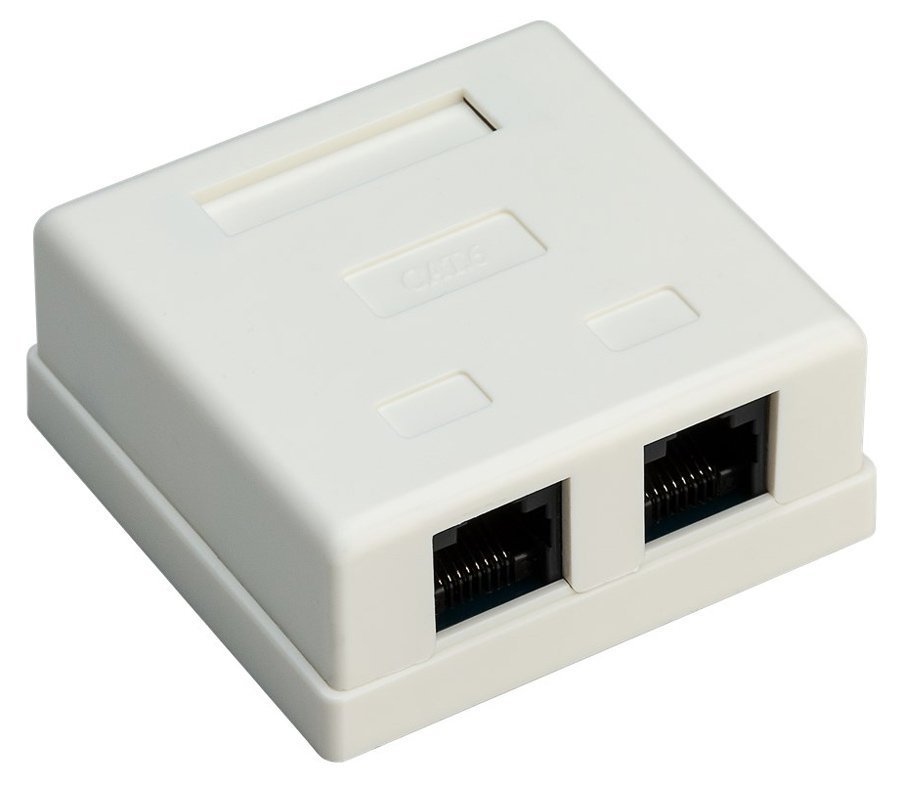 GOOBAY επιτοίχια πρίζα δικτύου , 2 θύρες RJ45, CAT 6 UTP, λευκή 4280
