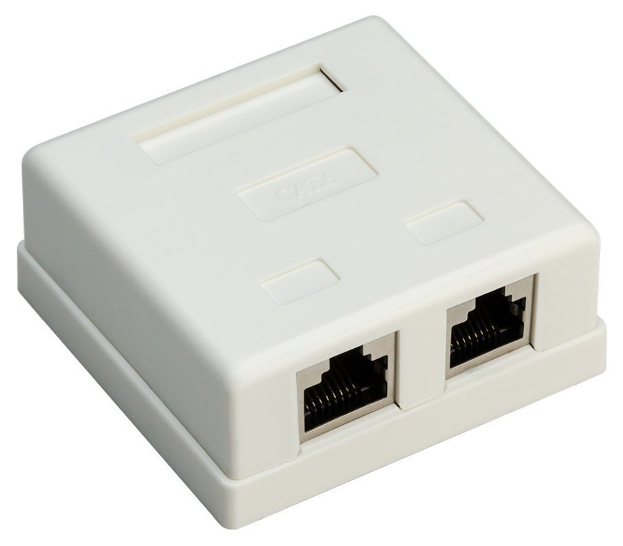 GOOBAY επιτοίχια πρίζα δικτύου , 2 θύρες RJ45, CAT 6 STP, λευκή 4278