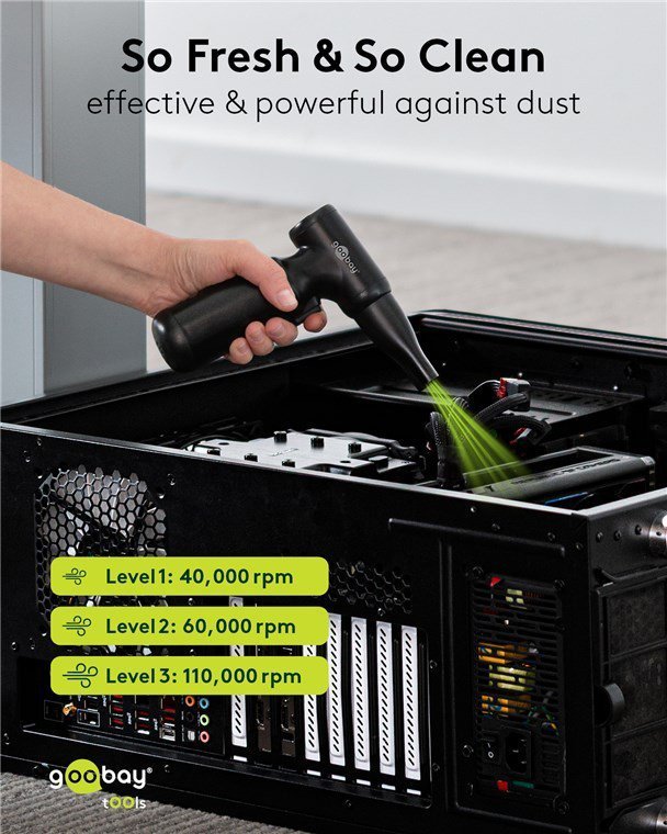 ilektriko air duster, 100W, 6000mAh, mayro 9697 Air duster - Skoypaki 2
