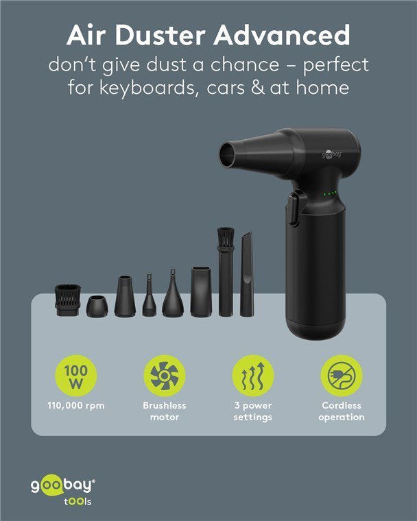 ilektriko air duster, 100W, 6000mAh, mayro 9697 Air duster - Skoypaki 3