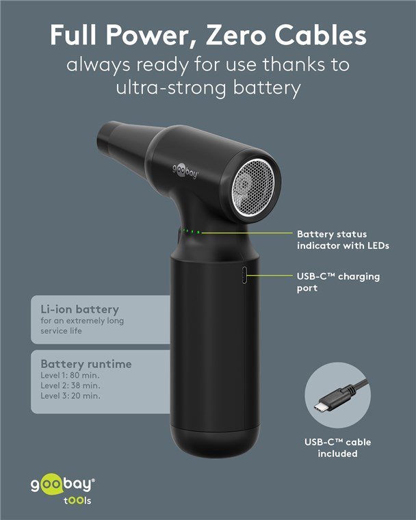 ilektriko air duster, 100W, 6000mAh, mayro 9697 Air duster - Skoypaki 5