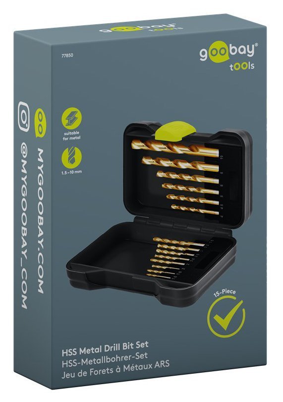 set trypania gia metallo, HSS, 1.5-10mm, kylindriko, 15tmch 9777 Trypani metalloy 9
