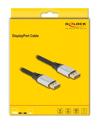 DELOCK καλώδιο DisplayPort 2.1 , 16K/60Hz, 40 Gbps, 2m, μαύρο 8222 - Image 3