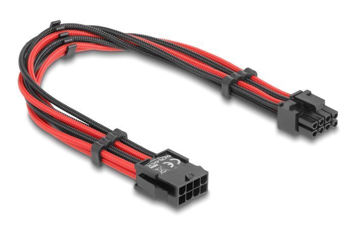 DELOCK καλώδιο 8 pin σε 6+2 pin PCIe  με υφασμάτινη επένδυση, 30cm 7776
