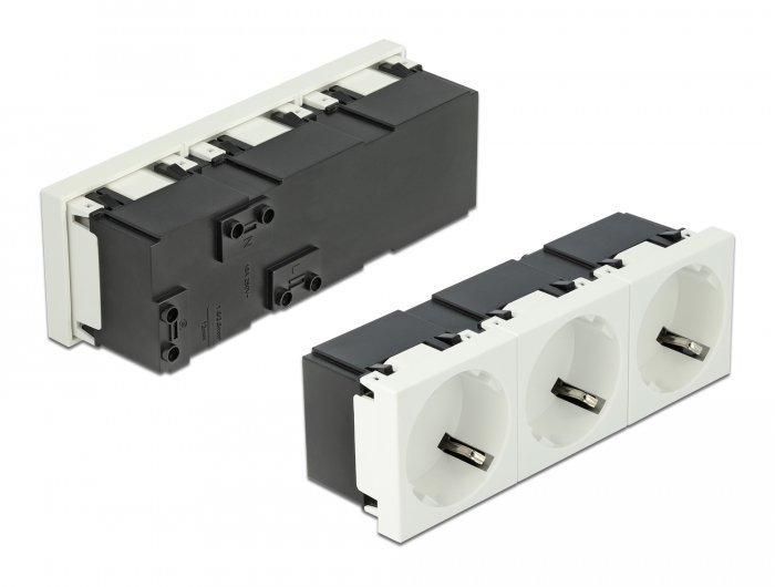 DELOCK τριπλό module πρίζας ρεύματος Easy 45 , 45°, 45x45mm, 5τμχ 1881