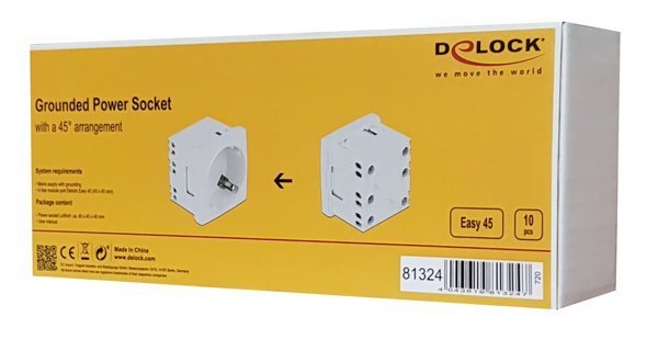 DELOCK module πρίζας ρεύματος Easy 45 , 45°, 45x45mm, 10τμχ 1870 - Image 3