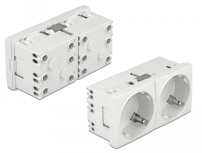 DELOCK διπλό module πρίζας ρεύματος Easy 45 , 45°, 45x45mm, 5τμχ 1882
