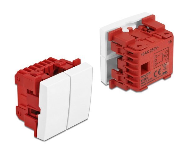 DELOCK module διακόπτης Easy 45 , διπλός, 1-pole, 1-way, λευκός 3077