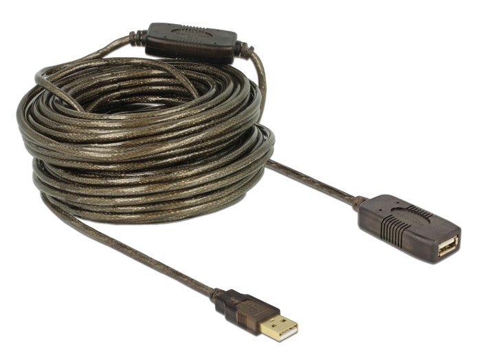 DELOCK καλώδιο USB 2.0 αρσενικό σε θηλυκό , active, 20m, μαύρο 4702