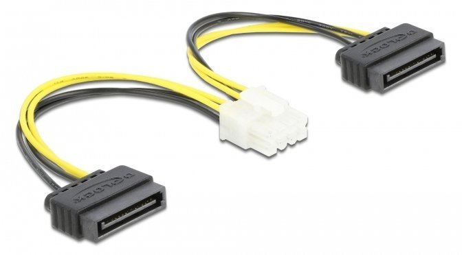 DELOCK καλώδιο EPS 8pin σε 2x SATA 15pin , 15cm 2527