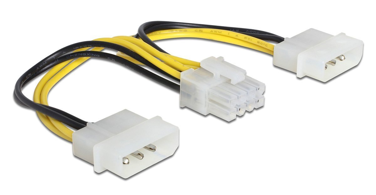 DELOCK καλώδιο 2x 4pin molex σε 8pin EPS , 0.15m 9349