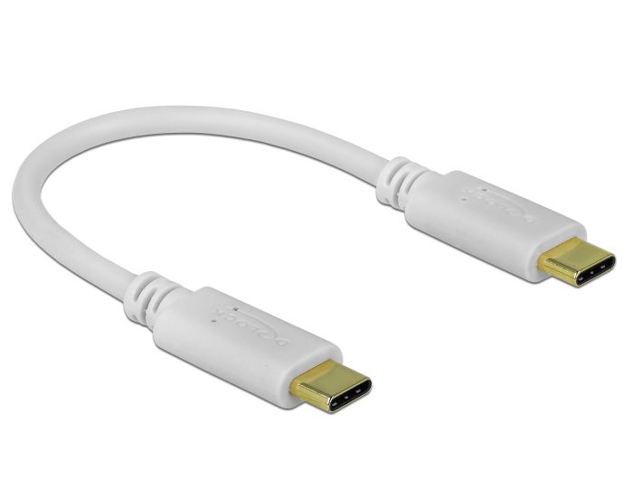 DELOCK καλώδιο USB-C , 100W PD, 5A, 15cm, E-Marker, λευκό 5514