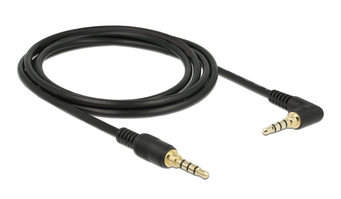 DELOCK καλώδιο 3.5mm , γωνιακό, 24AWG, gold plated, 2m, μαύρο 4640