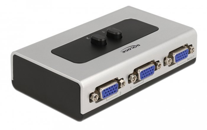 DELOCK VGA switch , 2 σε 1, bidirectional, 1080p/60Hz, ασημί 2988