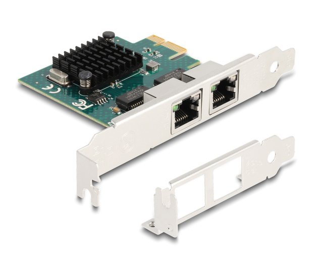 DELOCK κάρτα επέκτασης PCIe x1 σε 2x RJ45 Gigabit , 1000Mbps 5041