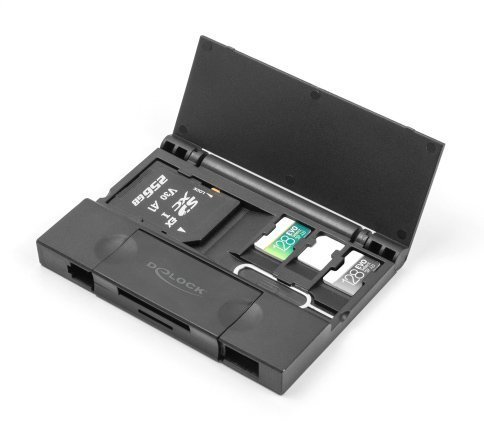 DELOCK card reader για SD & micro SD, με θήκη, USB/USB-C, 5Gbps, μαύρο 8109 - Image 2