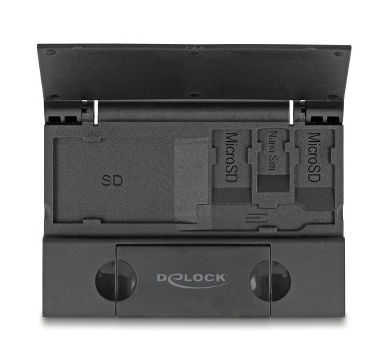 DELOCK card reader για SD & micro SD, με θήκη, USB/USB-C, 5Gbps, μαύρο 8109 - Image 3
