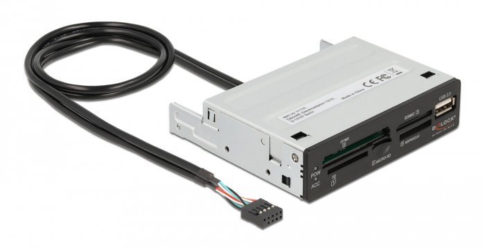 DELOCK USB 9-pin card reader , CF/SD/XD/MS/Micro SD/USB, 3.5" bay 4939