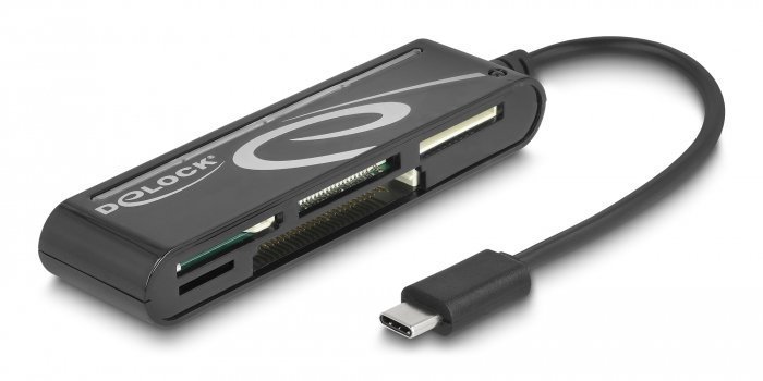 DELOCK card reader  για micro SD/SD/CF/MS/xD, USB-C, μαύρο 4824