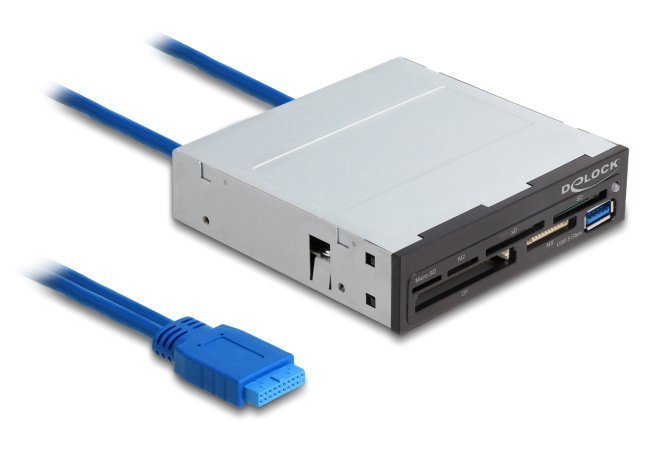 DELOCK USB 19-pin card reader , CF/SD/micro SD/xD/MS/M2/USB, 5Gbps 3707