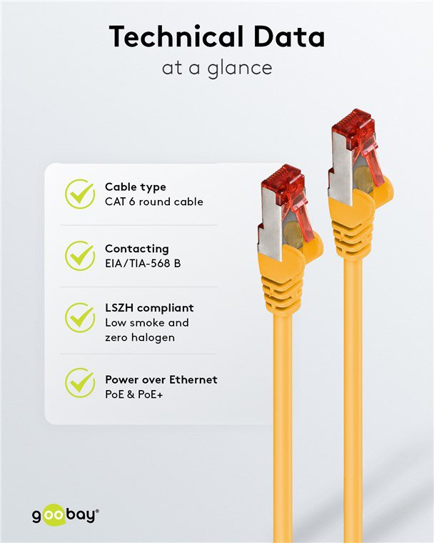 GOOBAY καλώδιο δικτύου , CAT 6 S/FTP, copper, 250MHz, 0.15m, κίτρινο 9647 - Image 6