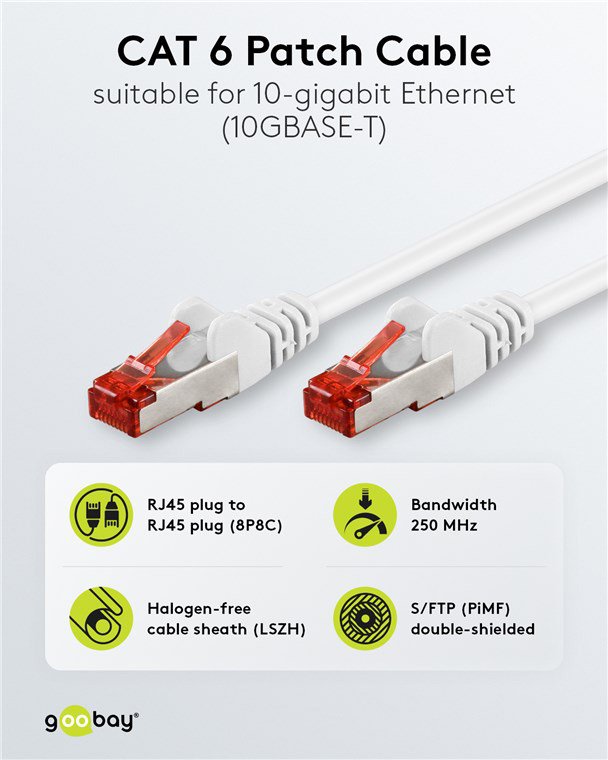 GOOBAY καλώδιο δικτύου , CAT 6 S/FTP, copper, 250MHz, 7.5m, λευκό 9746 - Image 2