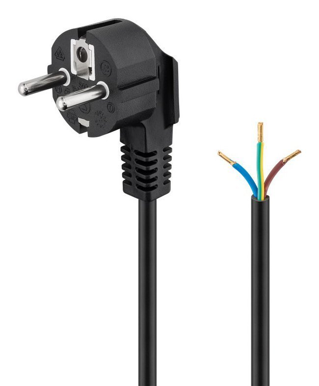 GOOBAY καλώδιο τροφοδοσίας , γωνιακό, 0.75mm², 1.5m, μαύρο 3507