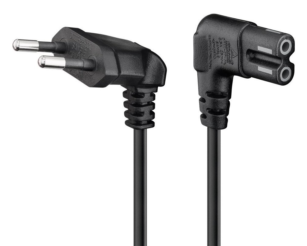 GOOBAY καλώδιο τροφοδοσίας Euro , γωνιακό, 2x0.75 mm², 2m, μαύρο 5681